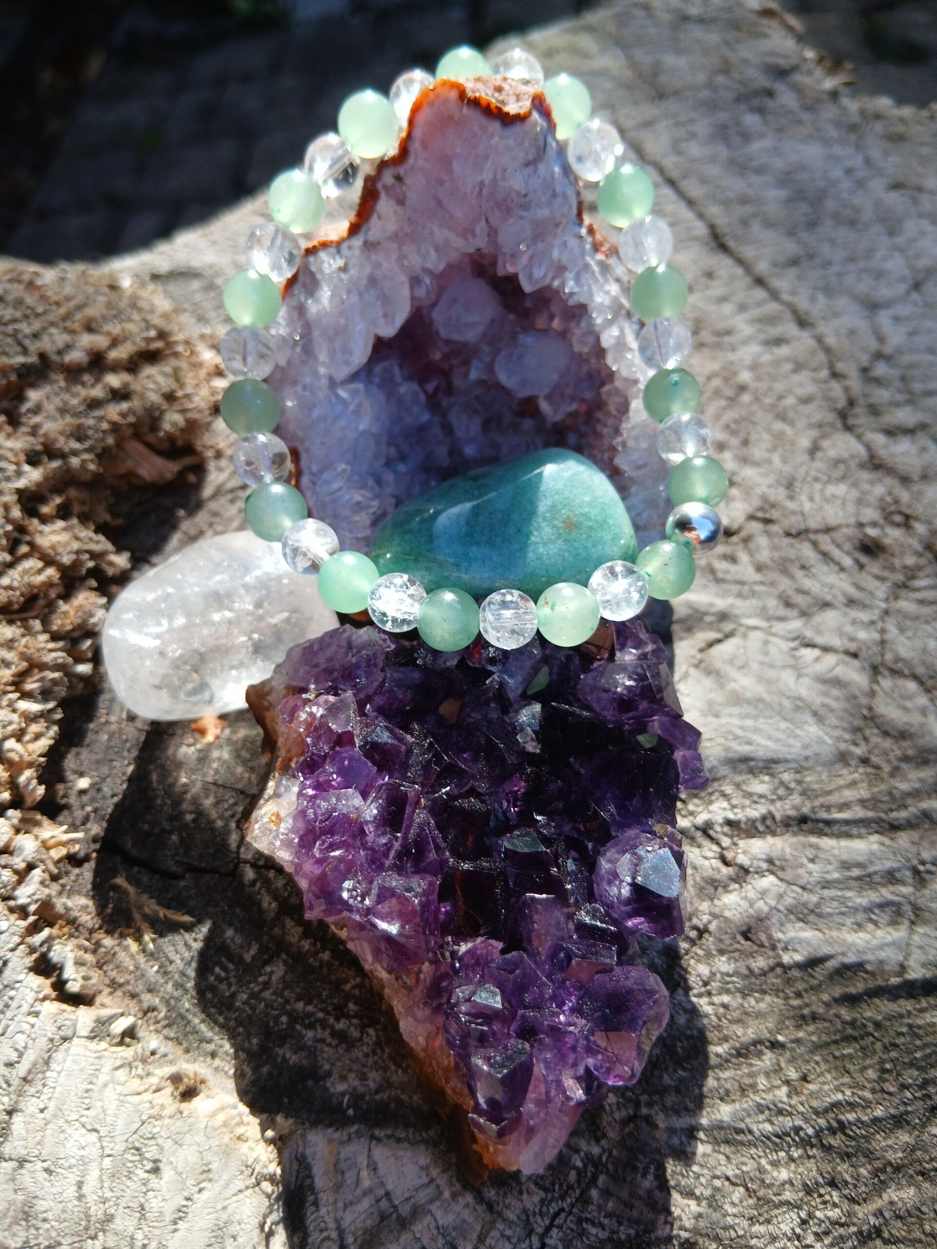 Bracelet " Duo Energétique" Aventurine Verte et Cristal de Roche!