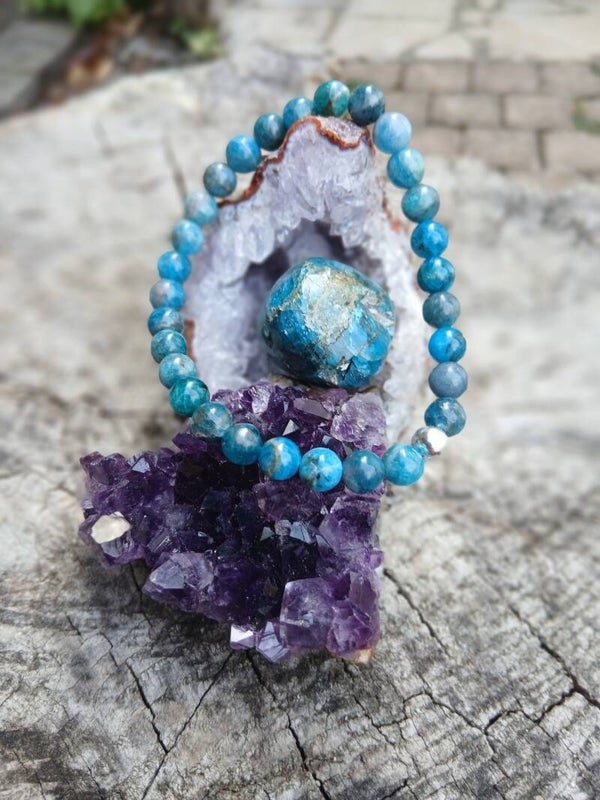 Bracelet " Communication" En Apatite Bleue