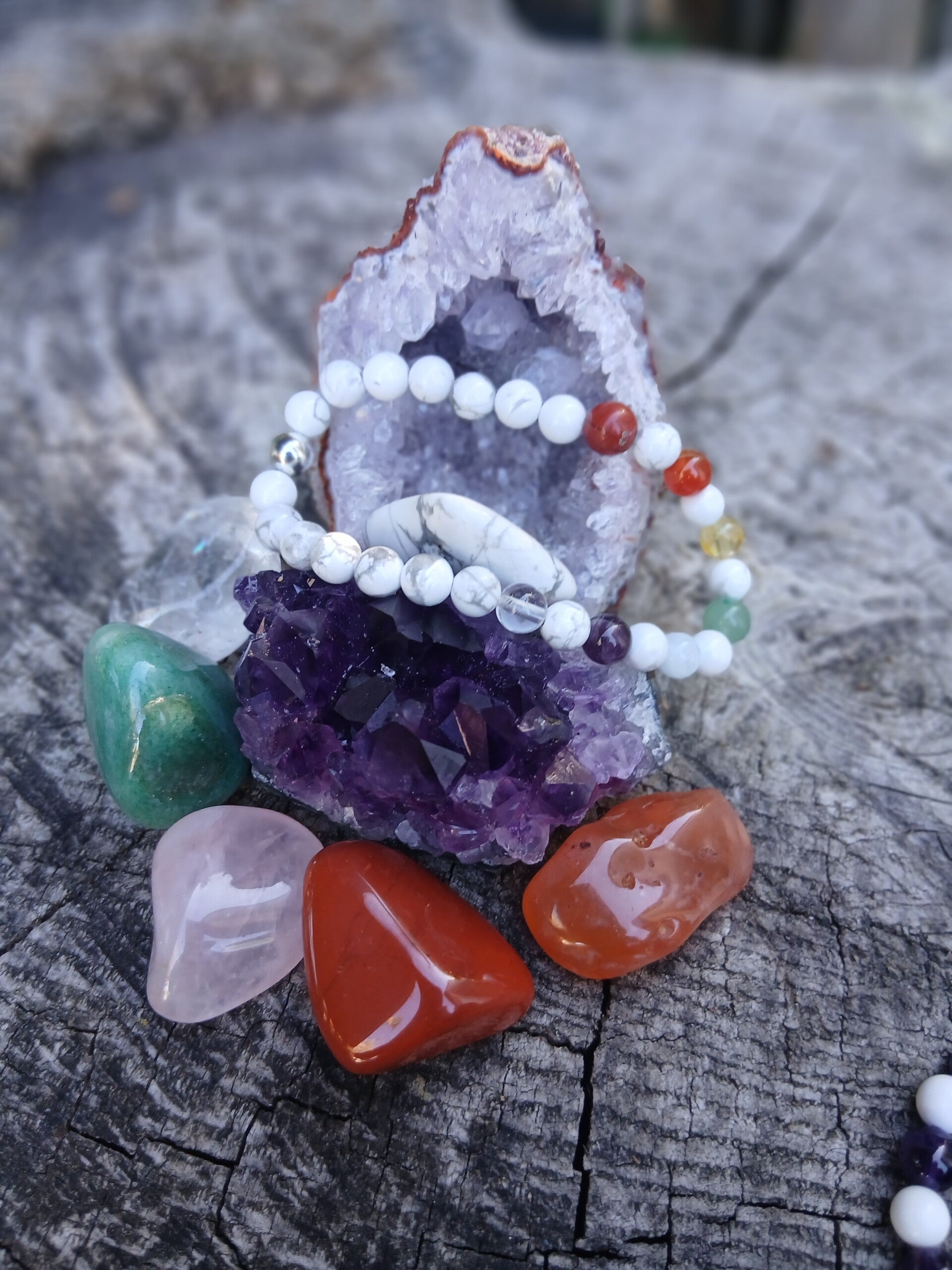 Bracelet 7 Chakras et Howlite Blanche