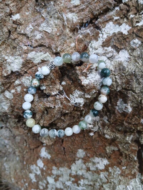 Bracelet en Agate Arbre ( Dendritique ) Ancrage .