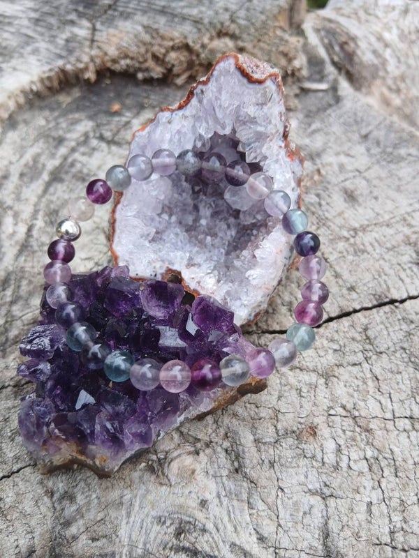 Bracelet " Concentration" En Fluorine ( Fluorite ) mix de couleur