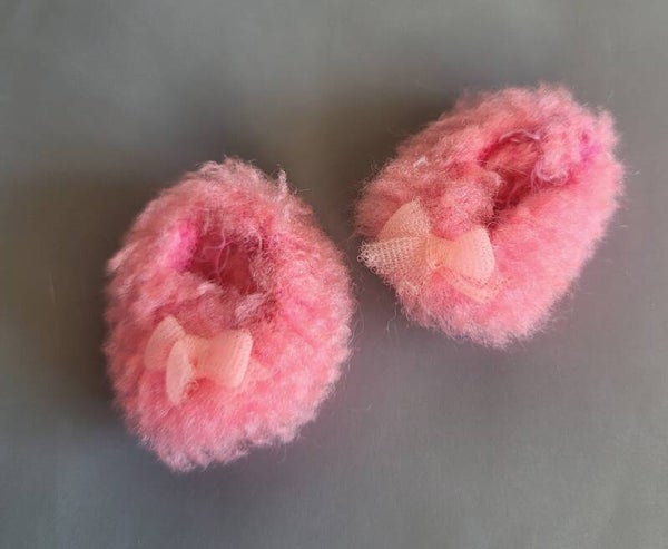 Vintage Barbie Slipper / Fuzzy with Pink bow