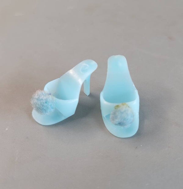 Vintage Barbie OT Shoes / licht blauw met pompom