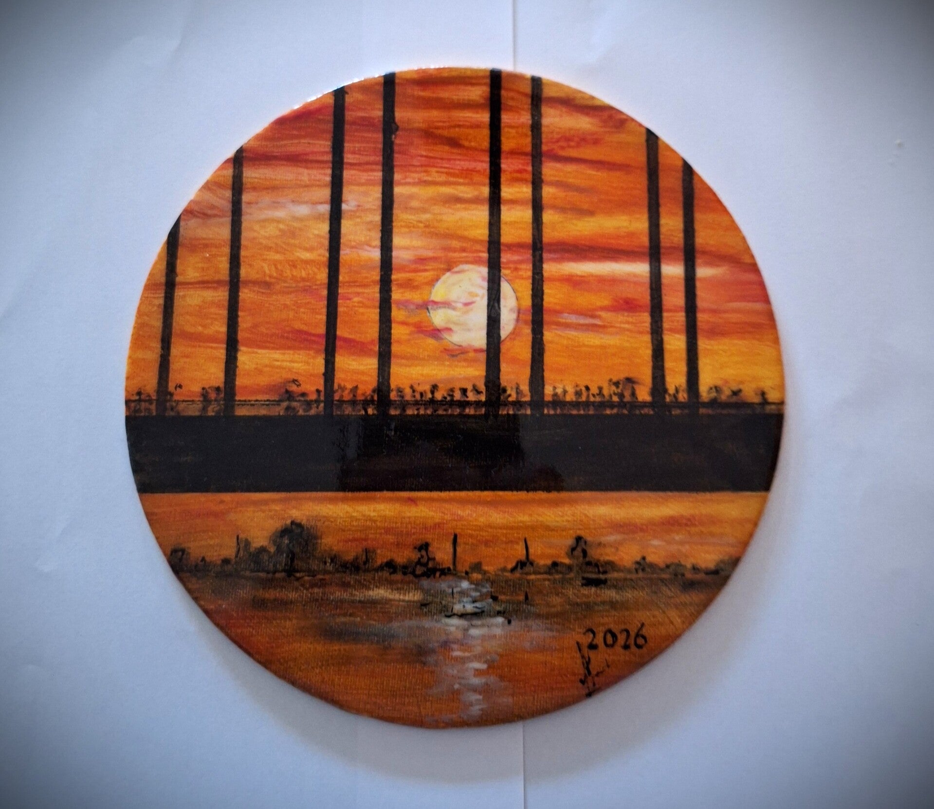 schilderij brug Nijmegen  1e dag 4daagse