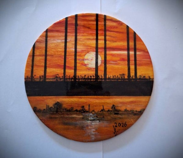 schilderij brug Nijmegen  1e dag 4daagse