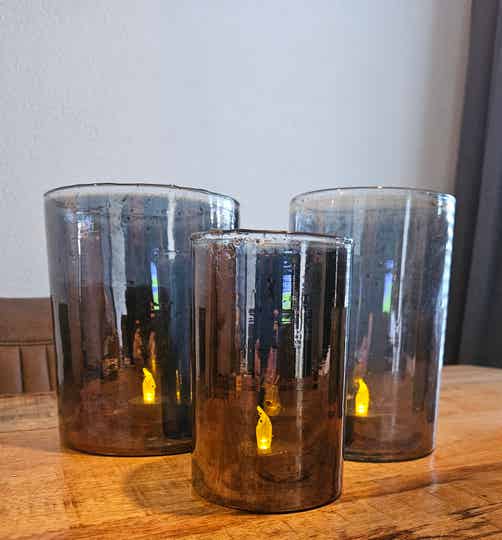 Windlicht bubbel L rookglas