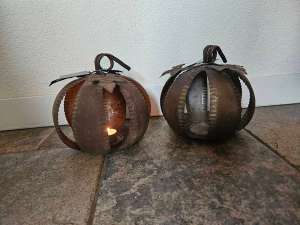 Roestmetalen kandelaar pompoen