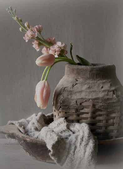 Deco bordje leemmand roze tulp A5