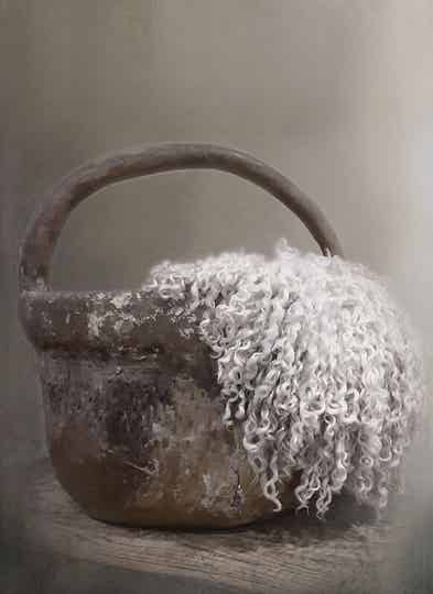 Deco bordje mand schapenwol A5