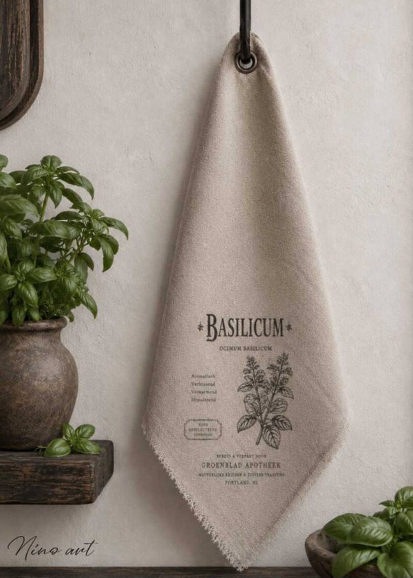 Shabby doek keukenkruid basilicum