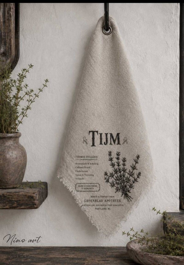 Shabby doek keukenkruid tijm