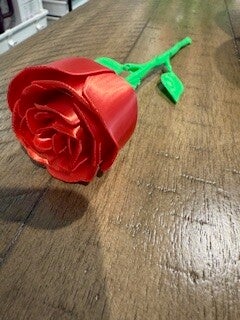 3D Printed Stemmed Rose (Made to Order)