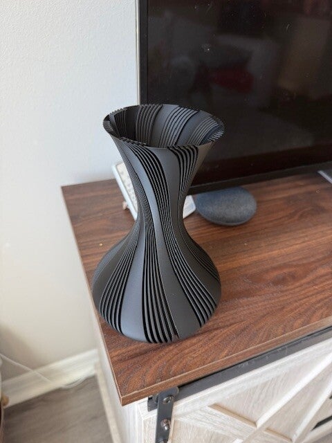 Modern 3D Printed Vase – Black or Wood Finish - Made To Order