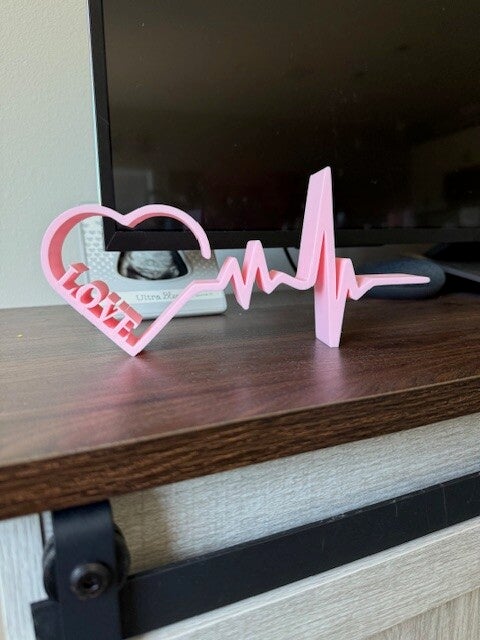 3D Printed “Heartbeat Love” Heart Figurine (Made to Order)