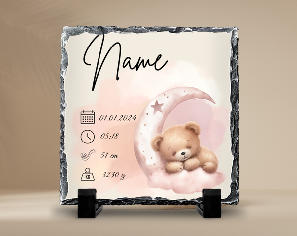 Personalisierte Schieferplatte "Mond", Fotogeschenk, Geschenkidee, Geburtsgeschenk