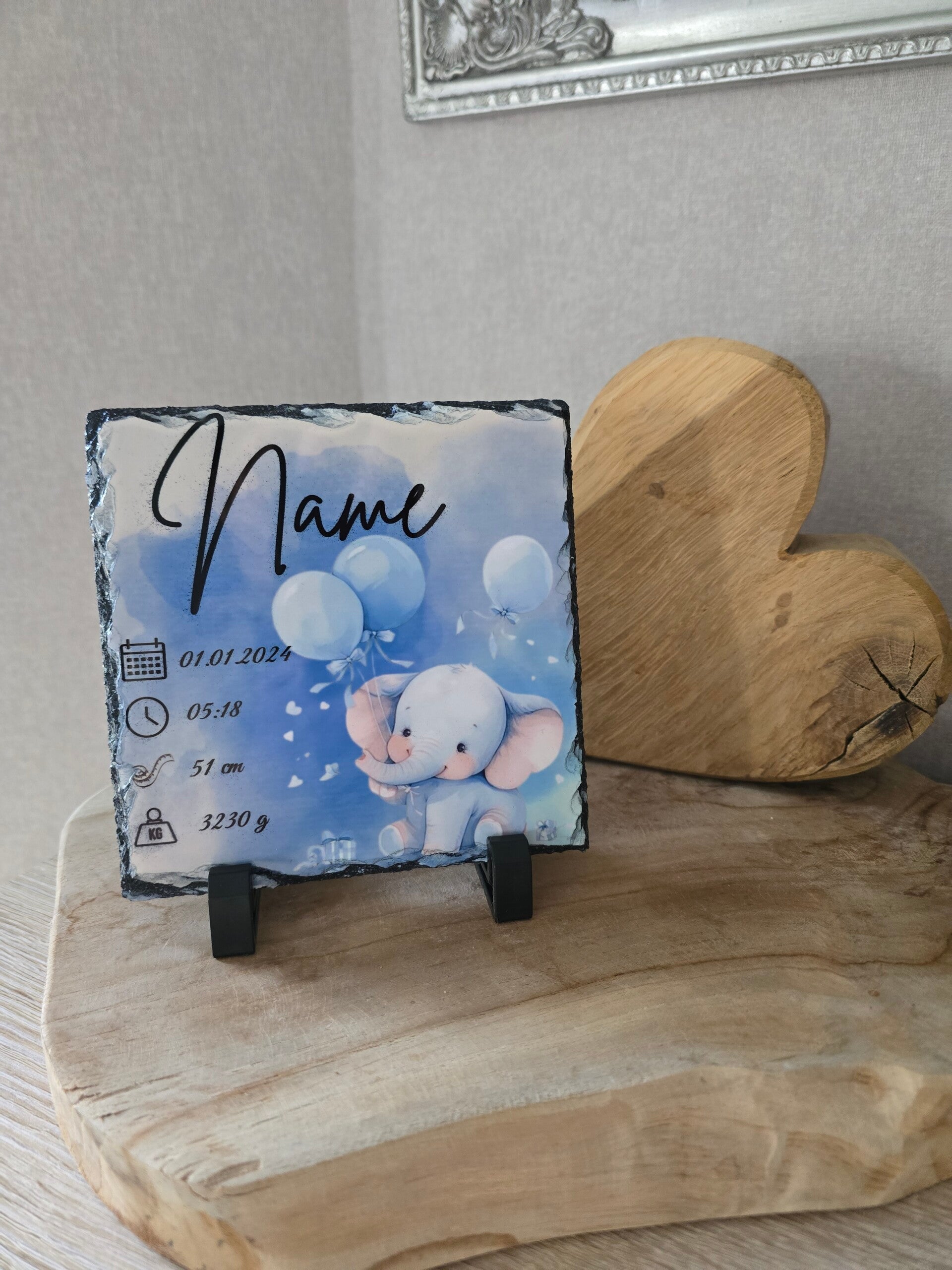 Personalisierte Schieferplatte "Elefant", Fotogeschenk, Geschenkidee, Geburtsgeschenk