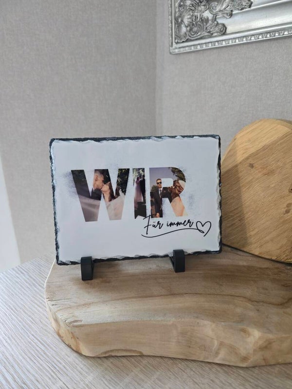 Personalisierte Schieferplatte "Wir", Fotogeschenk, Geschenkidee, Schiefertafel