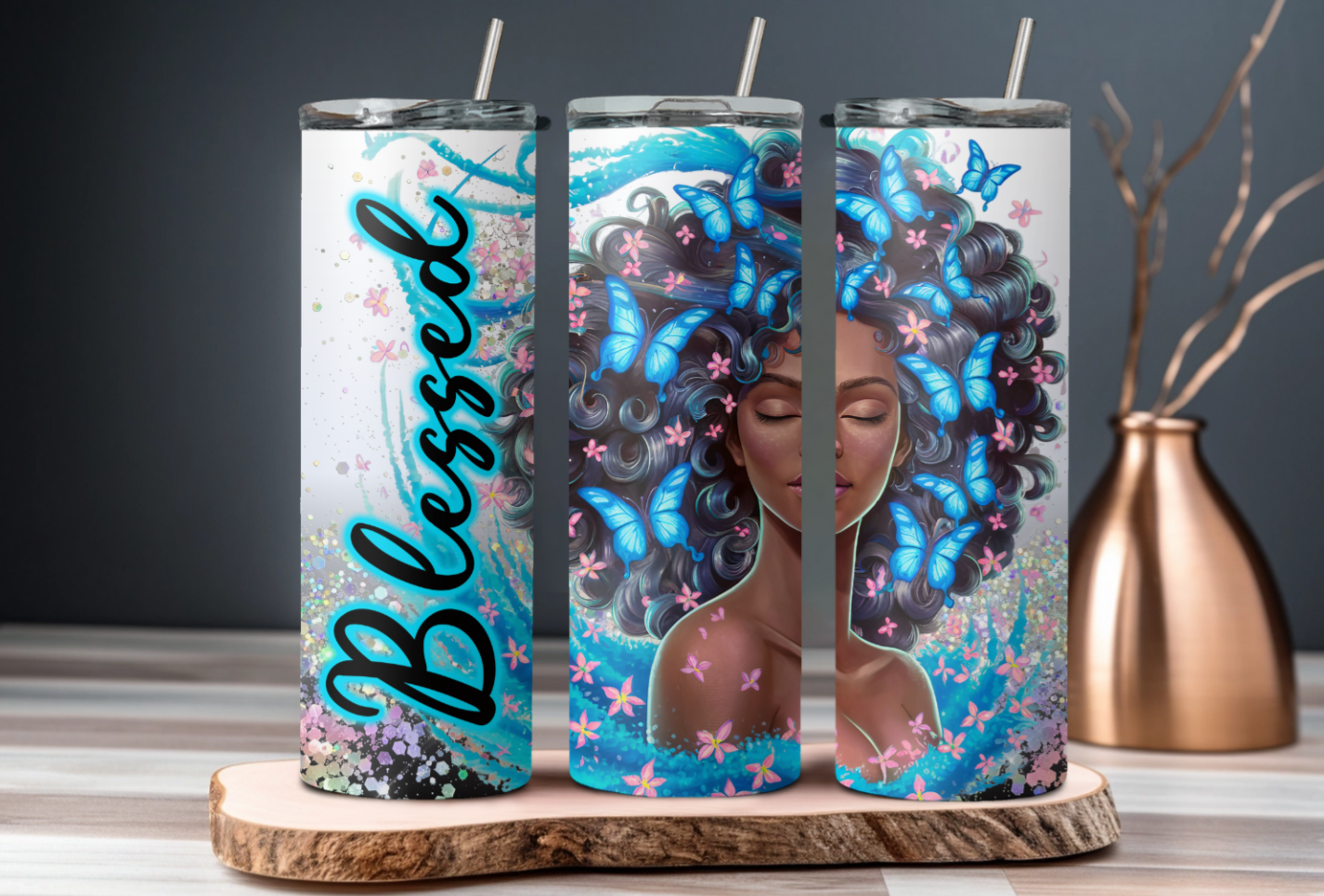 Thermobecher / Kaffeebecher / Tumbler "Blessed",  personalisiert, Geschenkidee