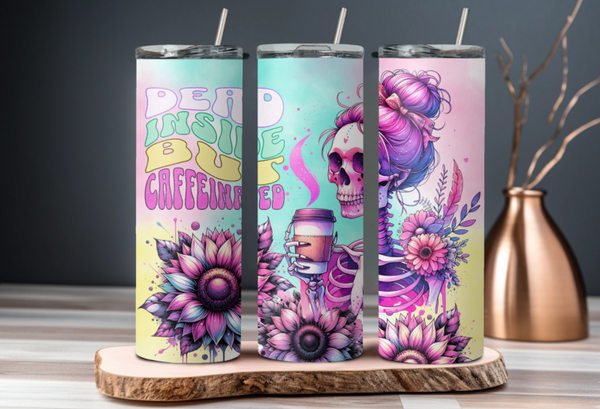 Thermobecher / Kaffeebecher / Tumbler "Dead inside but caffeinated", personalisiert, Geschenkidee