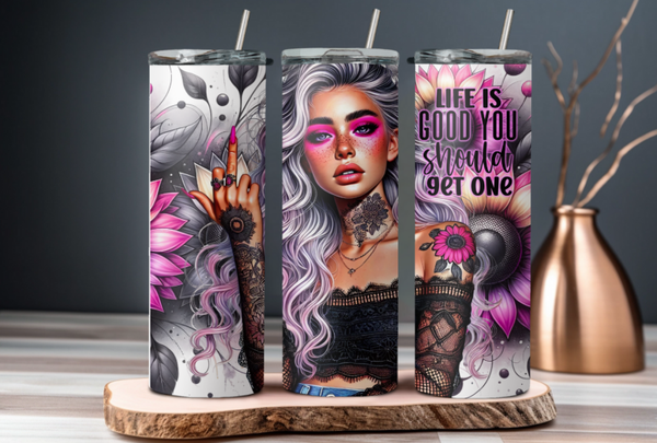 Thermobecher / Kaffeebecher / Tumbler "Life is good",  personalisiert, Geschenkidee