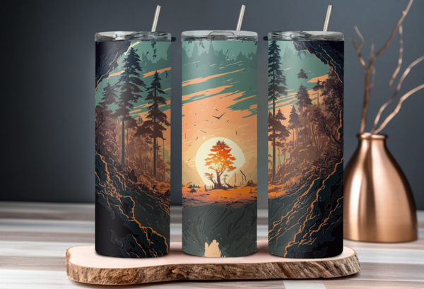 Thermobecher / Kaffeebecher / Tumbler "Forest" personalisiert, Geschenkidee