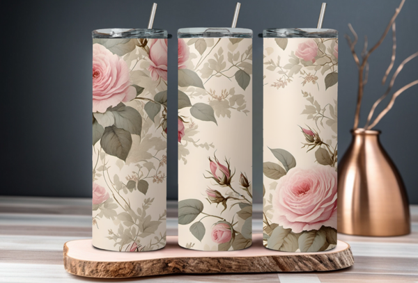 Thermobecher / Kaffeebecher / Tumbler "Blumen" personalisiert, Geschenkidee