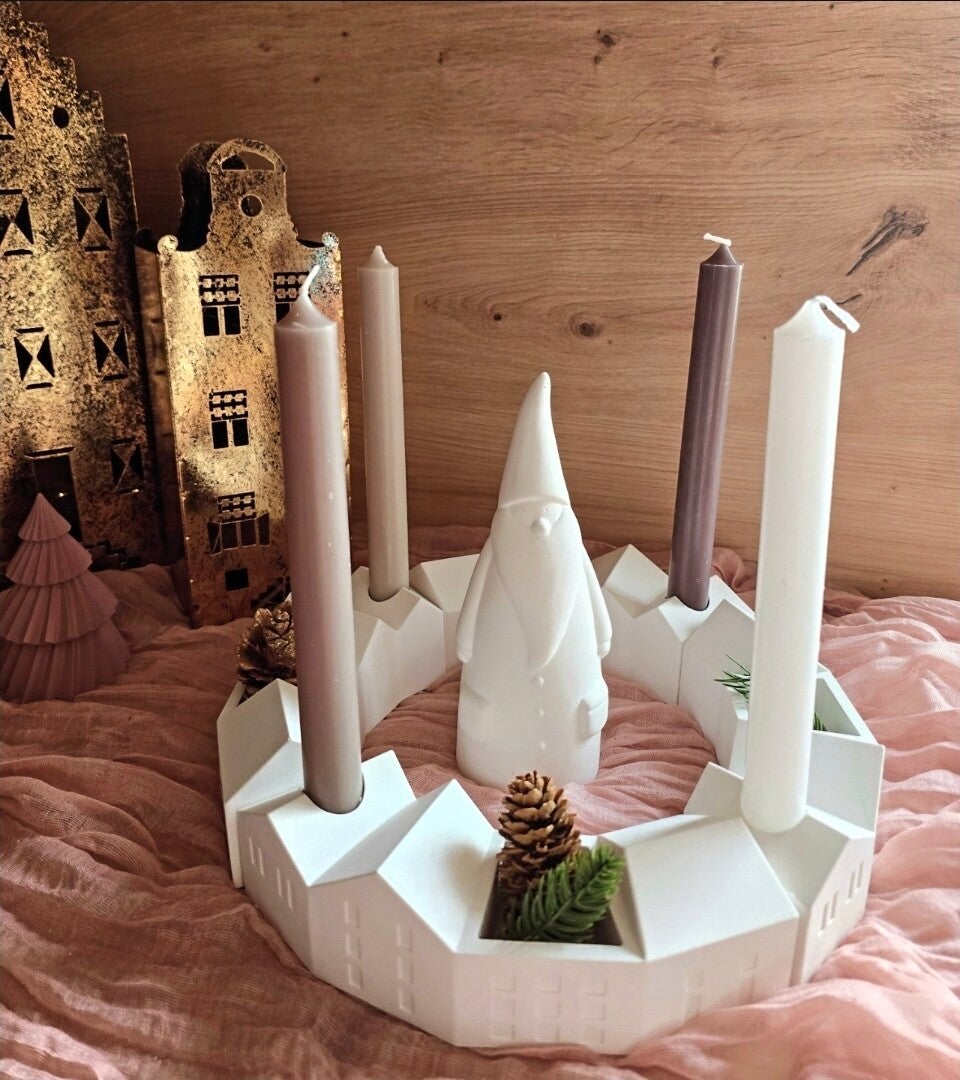 Adventskranz aus Häusern