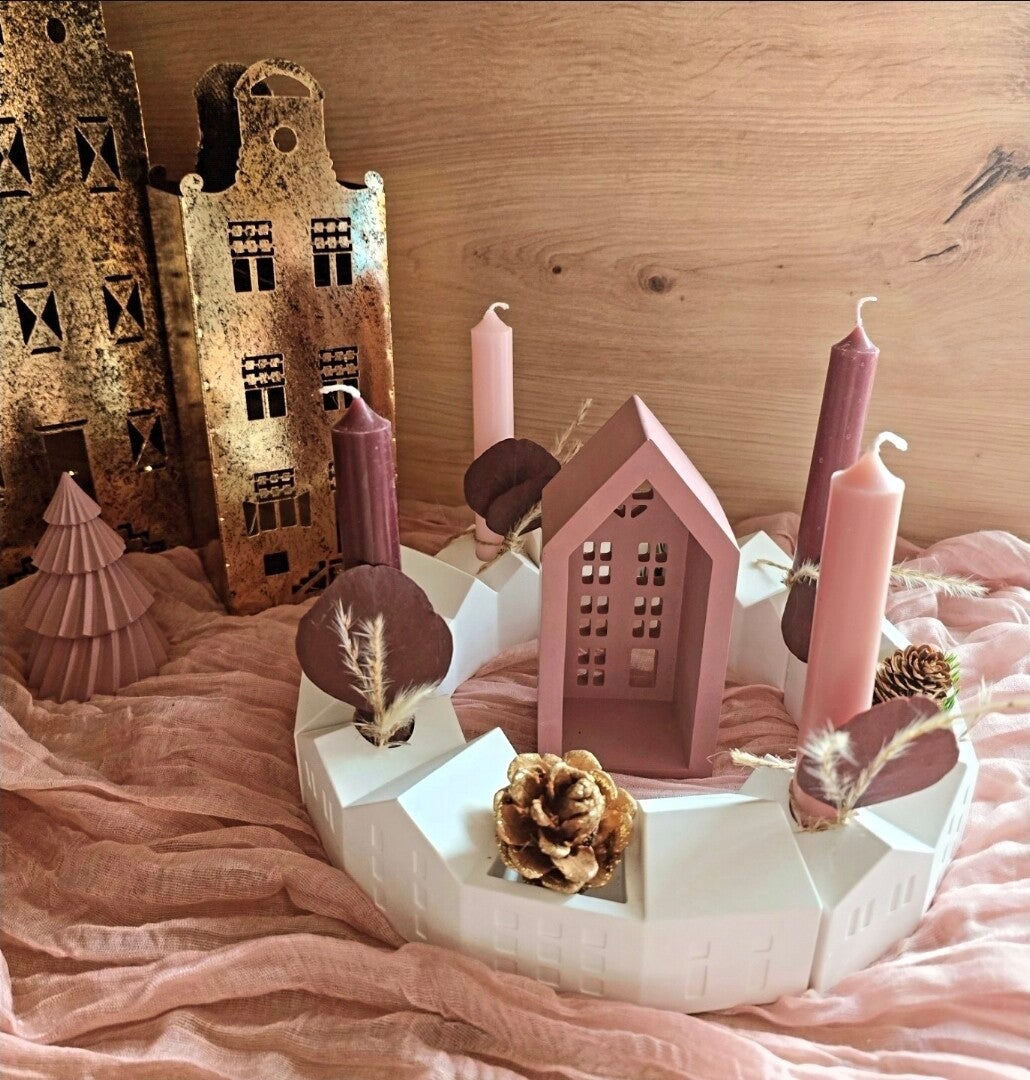 Adventskranz aus Häusern