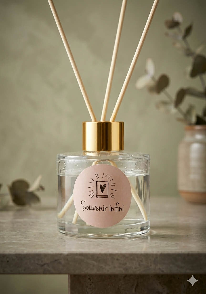 Diffuseur de parfum artisanal  Souvenir infini (Vanille, jasmin, bois de santal et musk blanc)