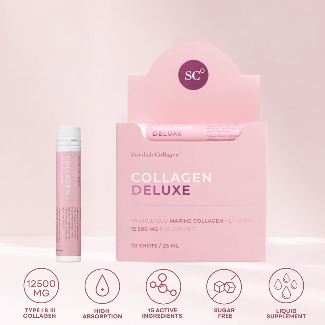 Vloeibaar Vis Collageen Swedish Collagen DELUXE 12.500MG - 15 Actieve Ingrediënten - 20 Shots