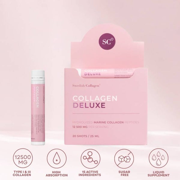 Vloeibaar Vis Collageen Swedish Collagen DELUXE 12.500MG - 15 Actieve Ingrediënten - KUUR 80 Shots