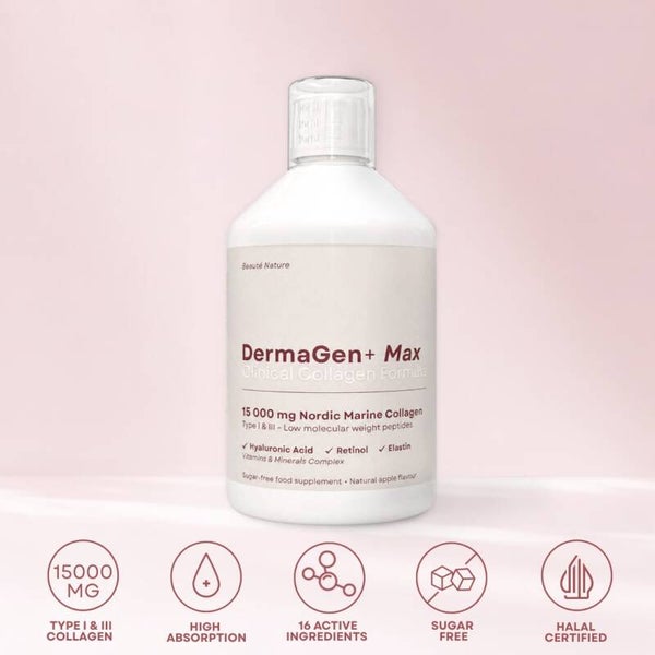 Vloeibaar Vis Collageen DermaGen+ MAX 15.000MG - 16 Actieve Ingrediënten - 500ML
