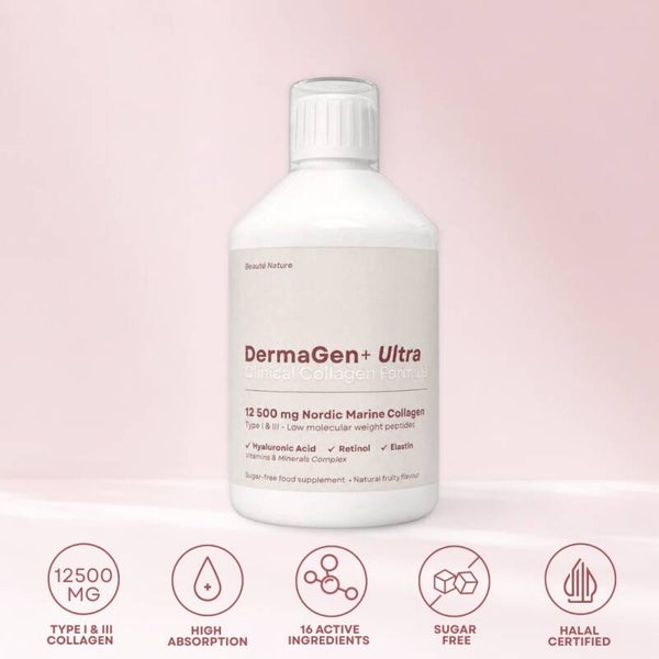 Vloeibaar Vis Collageen DermaGen+ ULTRA 12.500MG - 16 Actieve Ingrediënten - 500ML