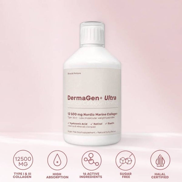 Vloeibaar Vis Collageen DermaGen+ ULTRA 12.500MG - 16 Actieve Ingrediënten - 500ML
