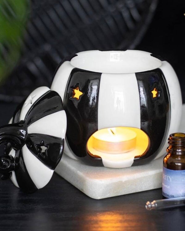 Wax Melt Brander Pompoen Zwart/Wit