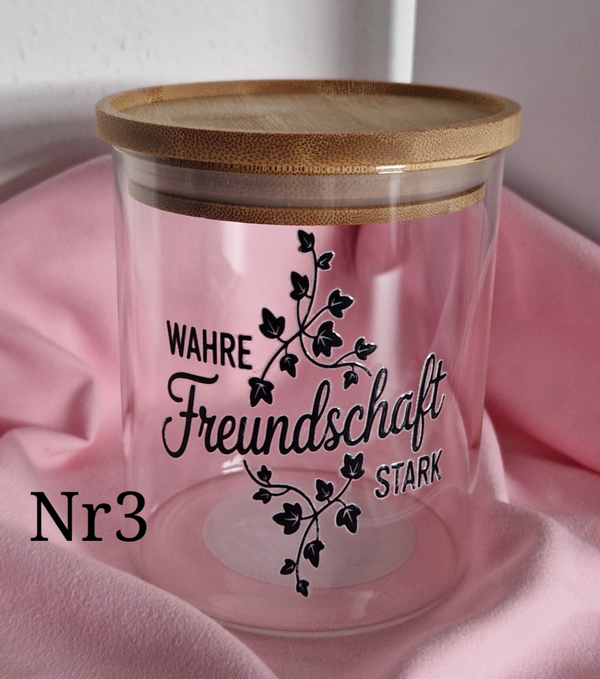 Glas mit Bamboo & Spruch