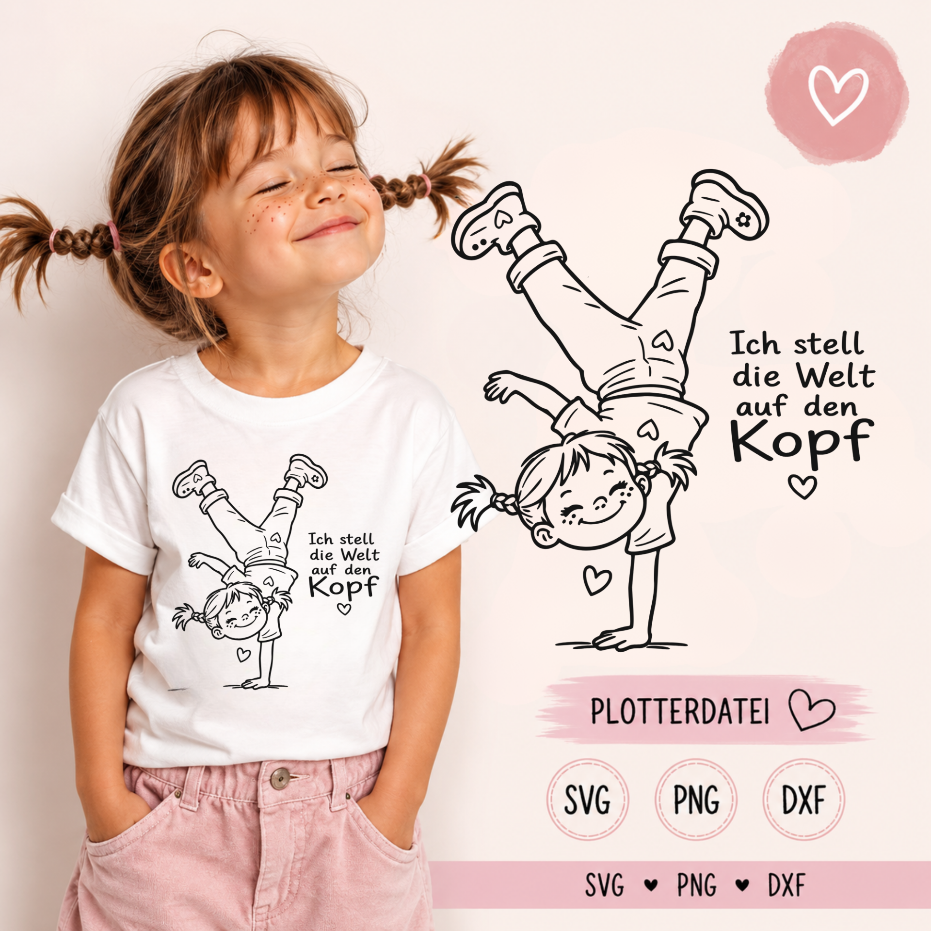 Plotterdatei Kleines Mädchen auf Kinder-Shirt