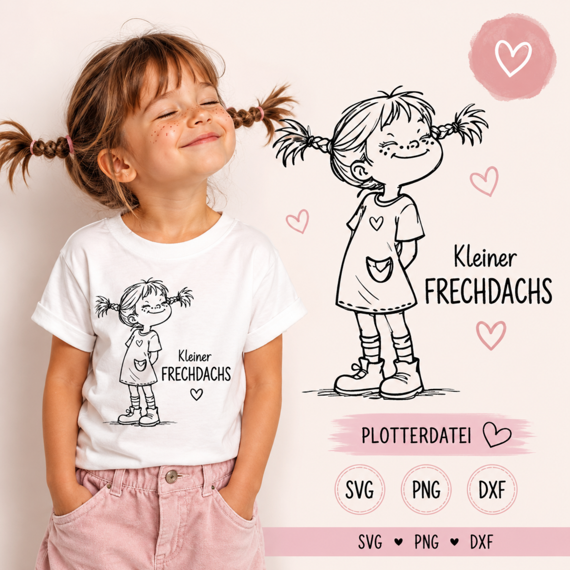 Plotterdatei Kleiner Frechdachs auf einem Kinder-Shirt