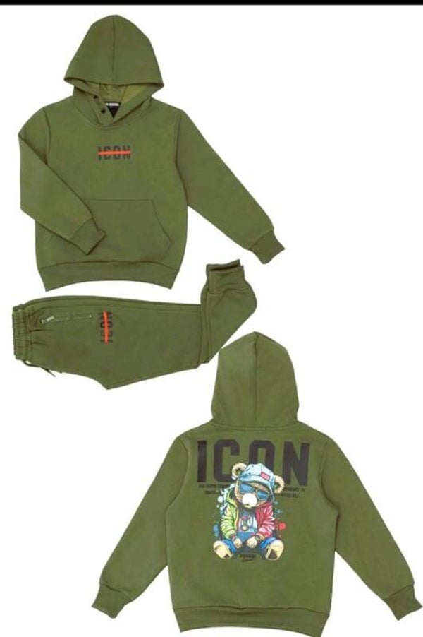 ICON Joggingpak met Capuchon en Print – Groen | Comfort en Stijl in Eén
