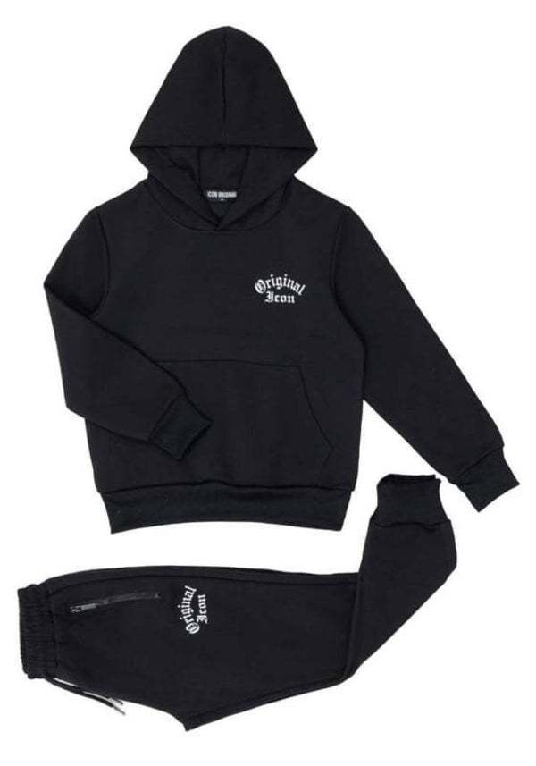 ICON Joggingpak met Capuchon en Print – Zwart | Comfort & Streetstyle in Eén