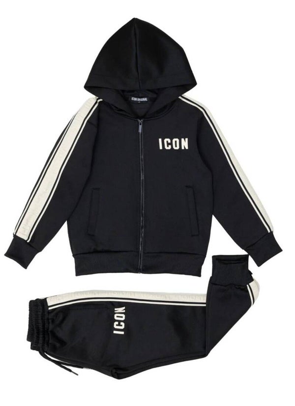 ICON Joggingset Zwart met 3D Letters op de Mouw
