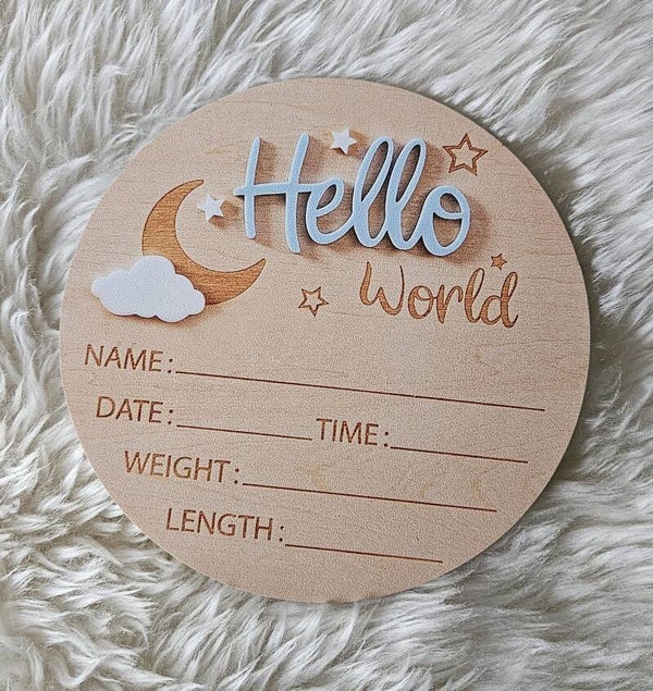 Hello world bordje blauw