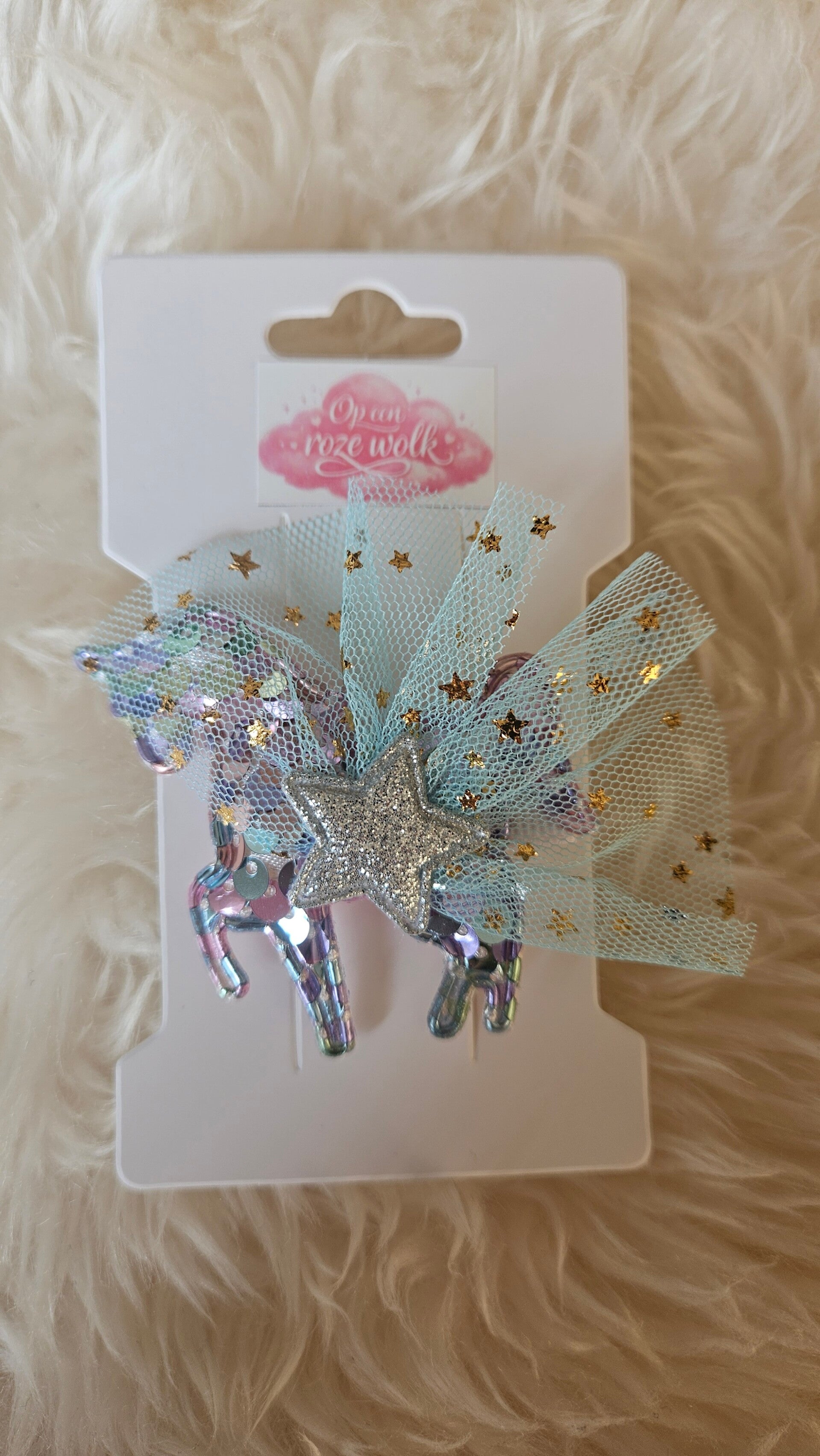 Haarclip unicorn lichtroze