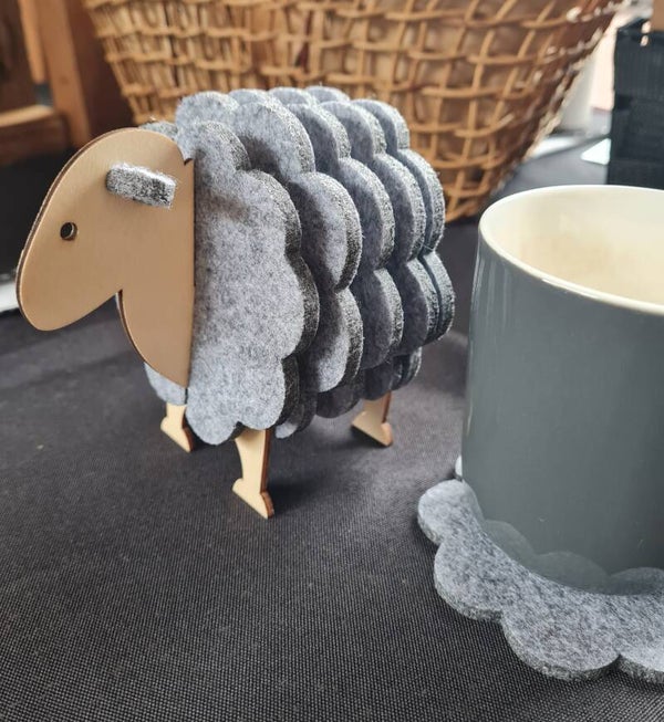 Onderzetters schaap grijs