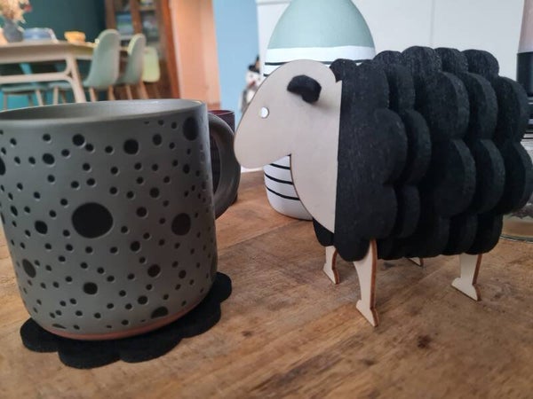 Onderzetters schaap zwart