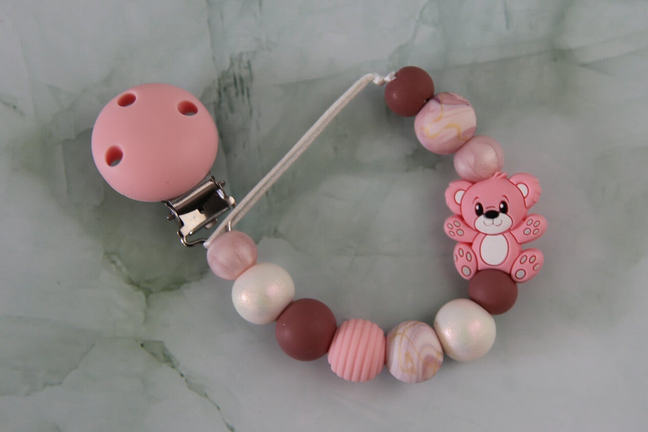 Speenkoord Beer - Wit/Roze