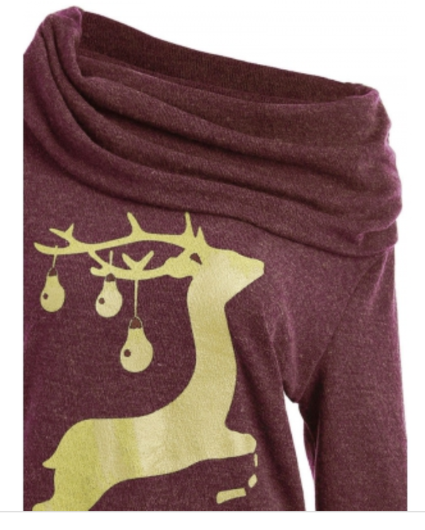 Elk Deer Print Caw Neck