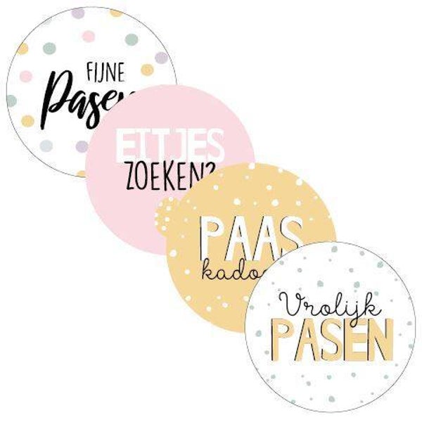 Sticker rond 40mm - Pasen (4 varianten) (€2,- per 10 stuks)