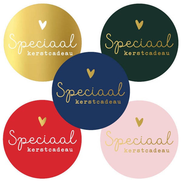 Sticker rond 40mm - Speciaal Kerstcadeau (5 varianten) (prijs per 10 stickers)