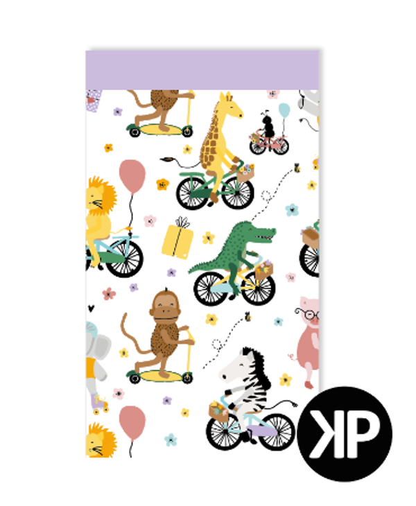 Cadeauzakjes 12x19cm Party animals lila (prijs per 10 zakjes)
